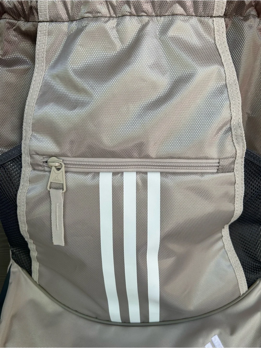 Adidas Grey Drawstring Gym Sack with White Stripes